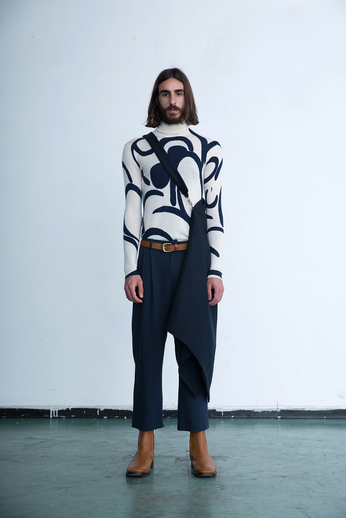 Merino Printed Turtle Neck 