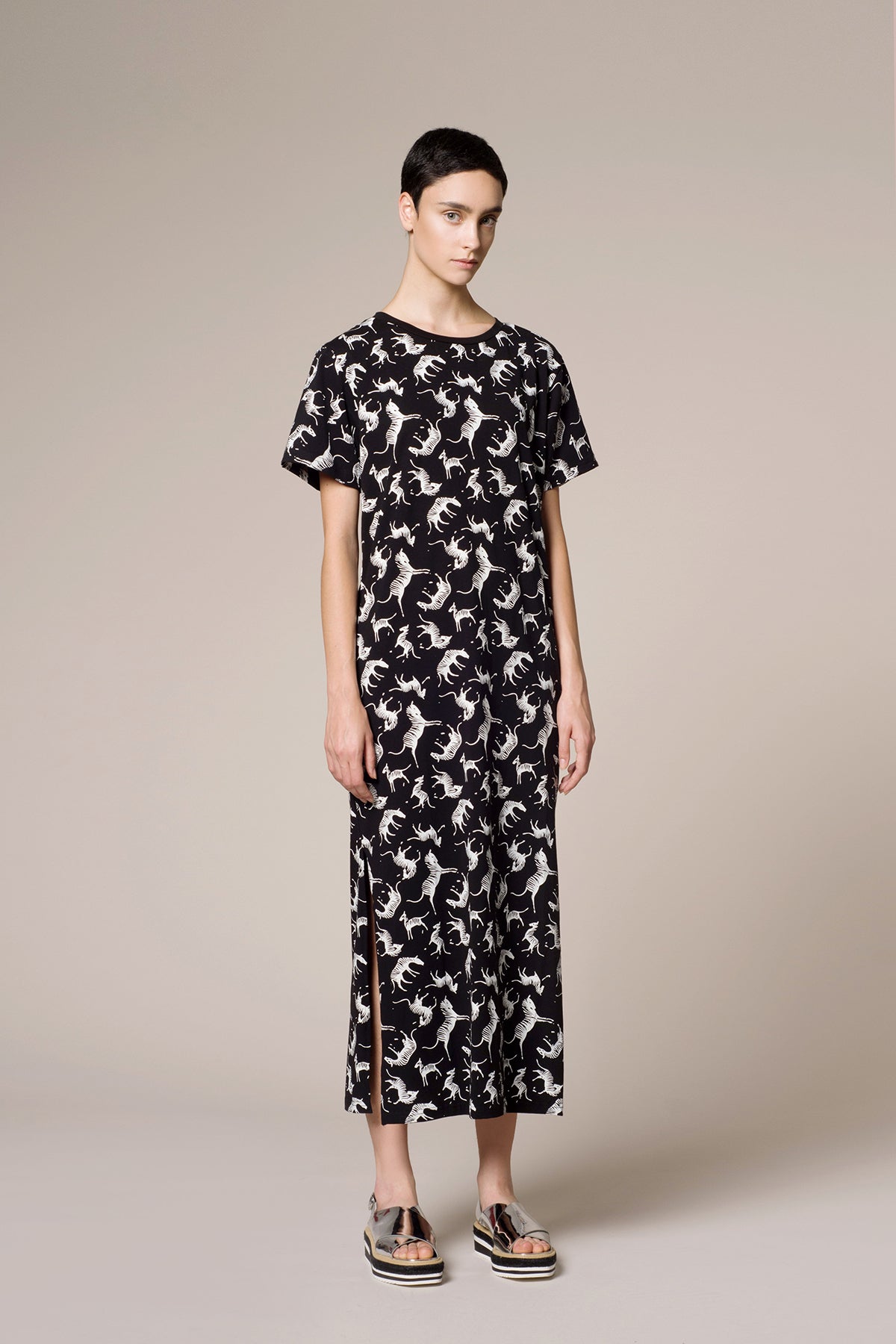 Zebra print black T-shirt dress 