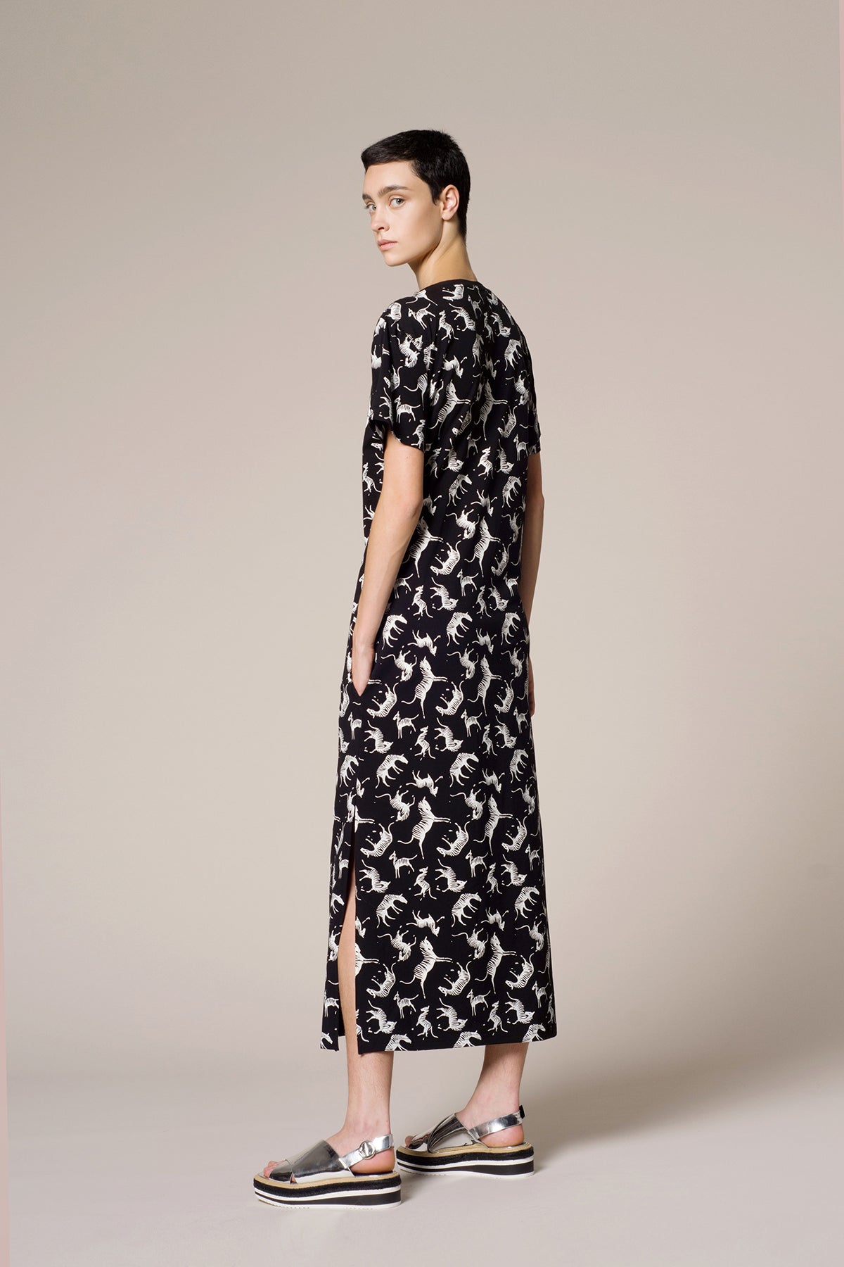 Zebra print black T-shirt dress 
