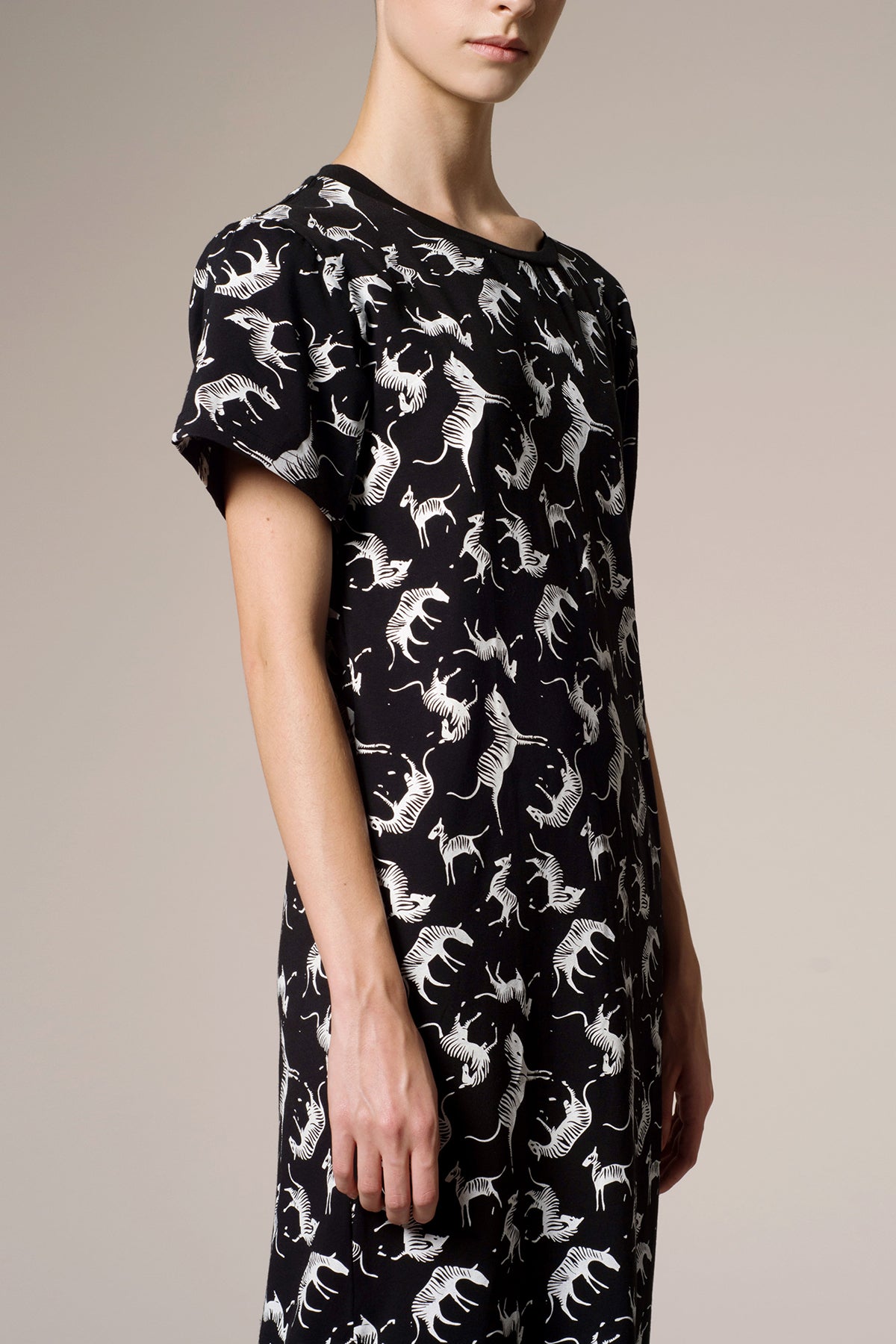 Zebra print black T-shirt dress 