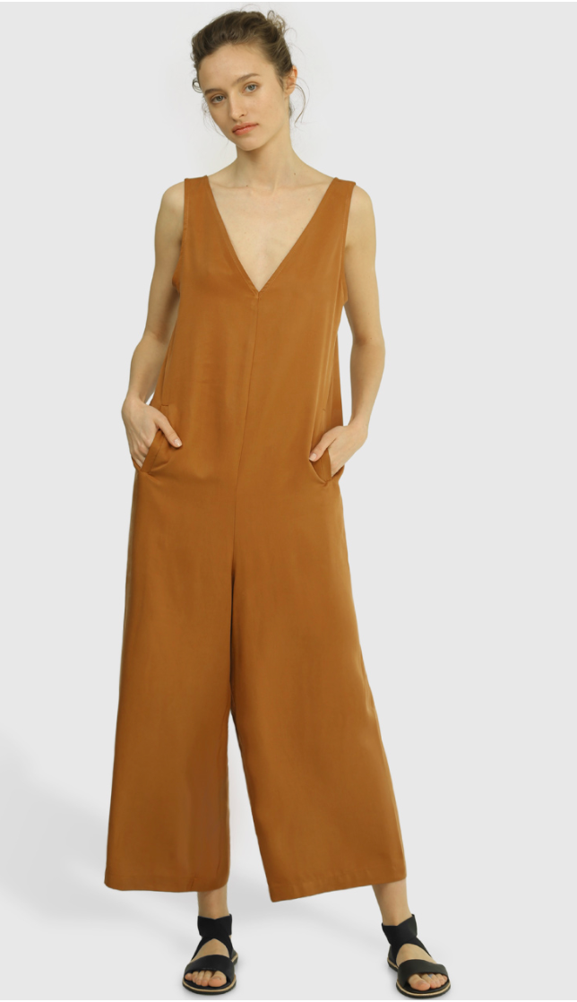 Futurist Tencel Jumpsuit in Rust 