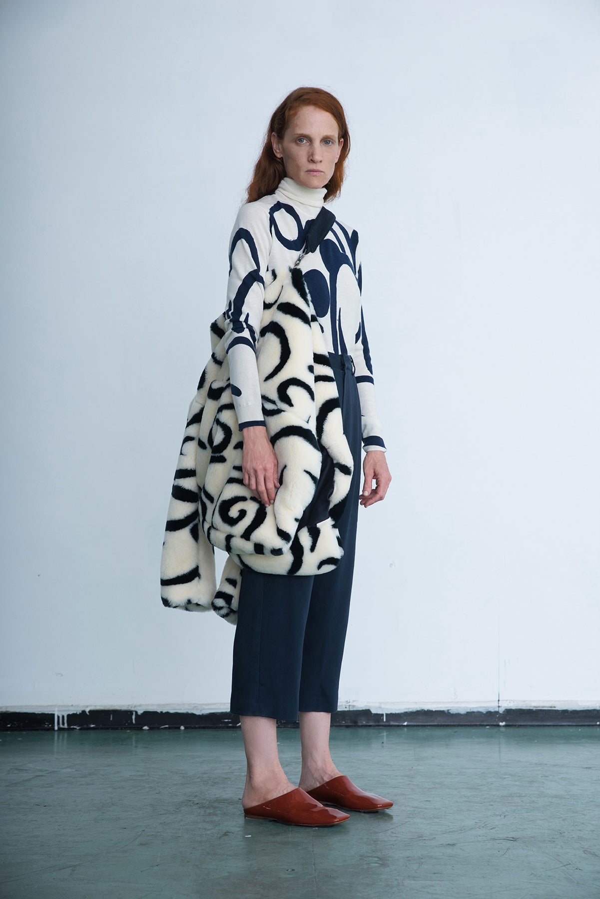 Merino Printed Turtle Neck 