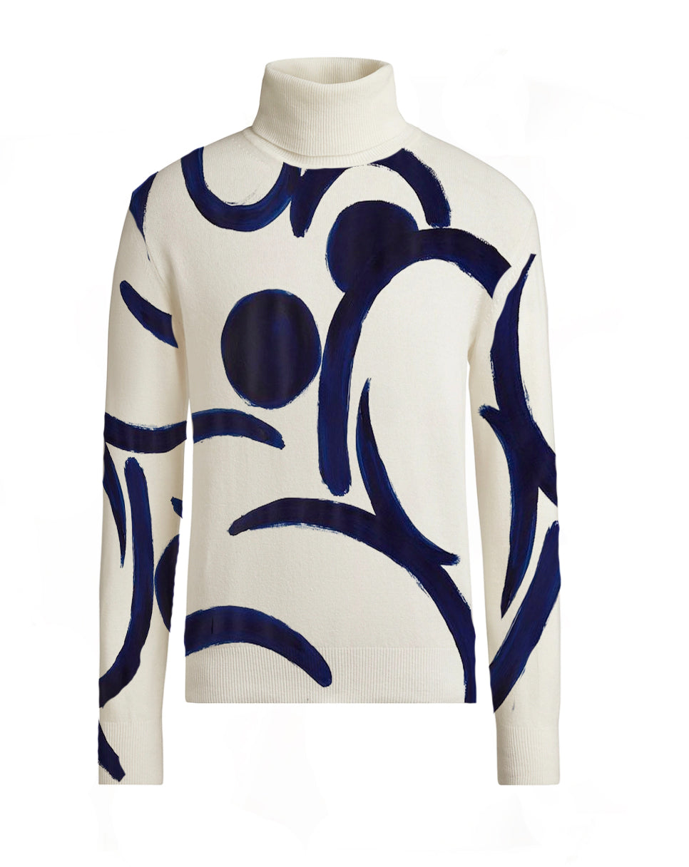 Merino Printed Turtle Neck 